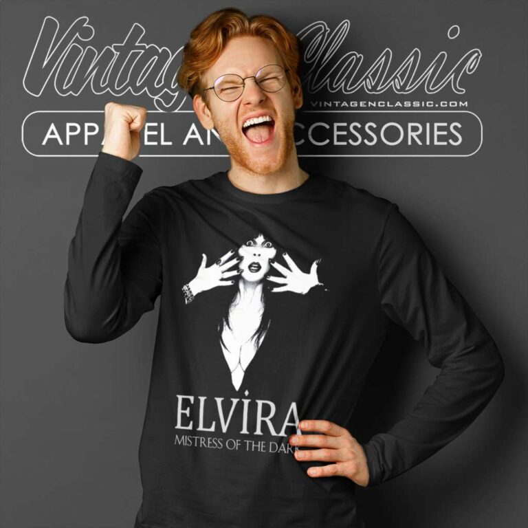 Elvira In The Dark Halloween Long Sleeve Tee Elvira In The Dark Halloween Long Sleeve Tee