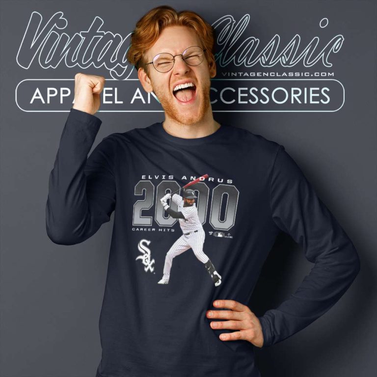 Elvis Andrus Chicago White Sox 2000 Hits Long Sleeve Tee Elvis Andrus Chicago White Sox 2000 Hits Long Sleeve Tee