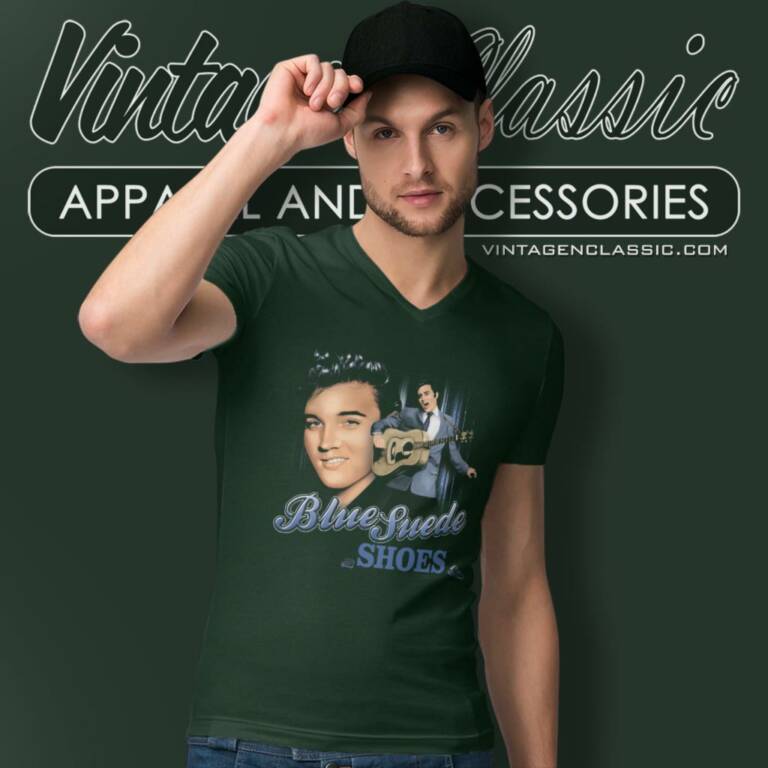 Elvis Presley Blue Suede Shoes V Neck TShirt Elvis Presley Blue Suede Shoes V Neck TShirt