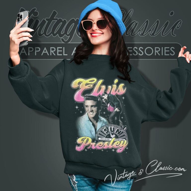 Elvis Presley Colorful Pink Yellow Collage Sweatshirt Elvis Presley Colorful Pink Yellow Collage Sweatshirt