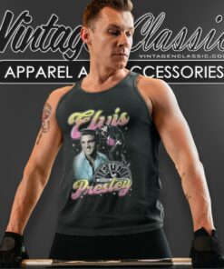 Elvis Presley Colorful Pink Yellow Collage Tank Top Racerback
