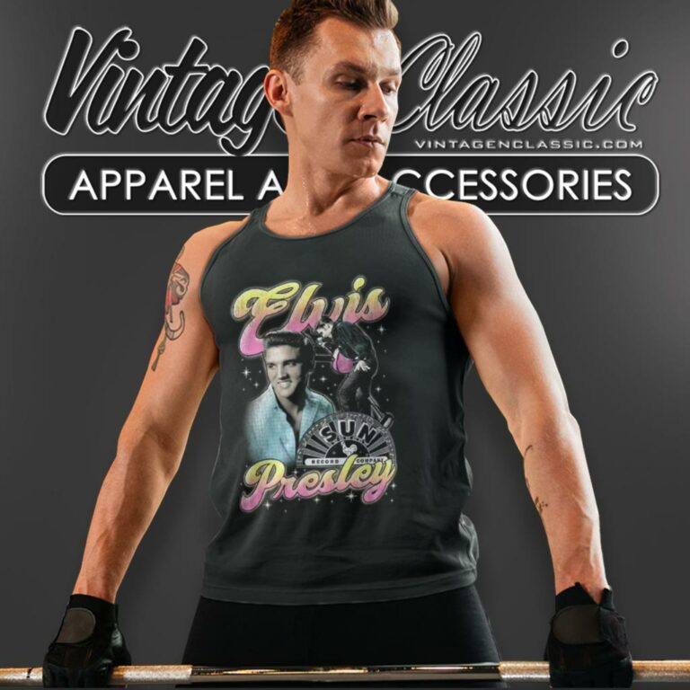 Elvis Presley Colorful Pink Yellow Collage Tank Top Racerback Elvis Presley Colorful Pink Yellow Collage Tank Top Racerback