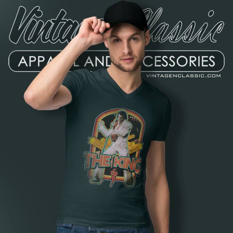 Elvis Presley Distressed King V Neck TShirt Elvis Presley Distressed King V Neck TShirt