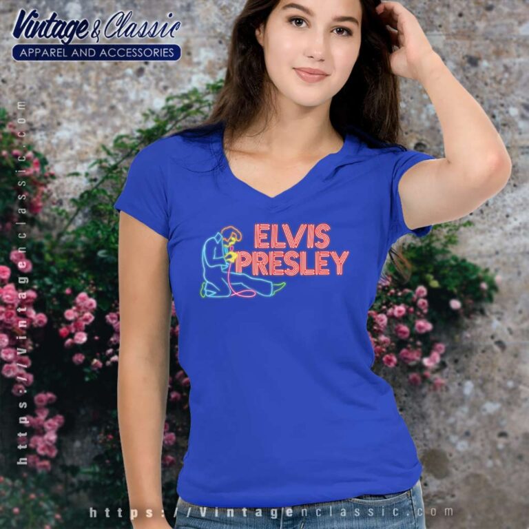 Elvis Presley Elvis Neon Sign V Neck TShirt Elvis Presley Elvis Neon Sign V Neck TShirt