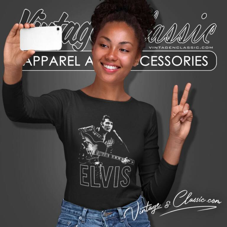 Elvis Presley Guitar In Hand Long Sleeve Tee Elvis Presley Guitar In Hand Long Sleeve Tee