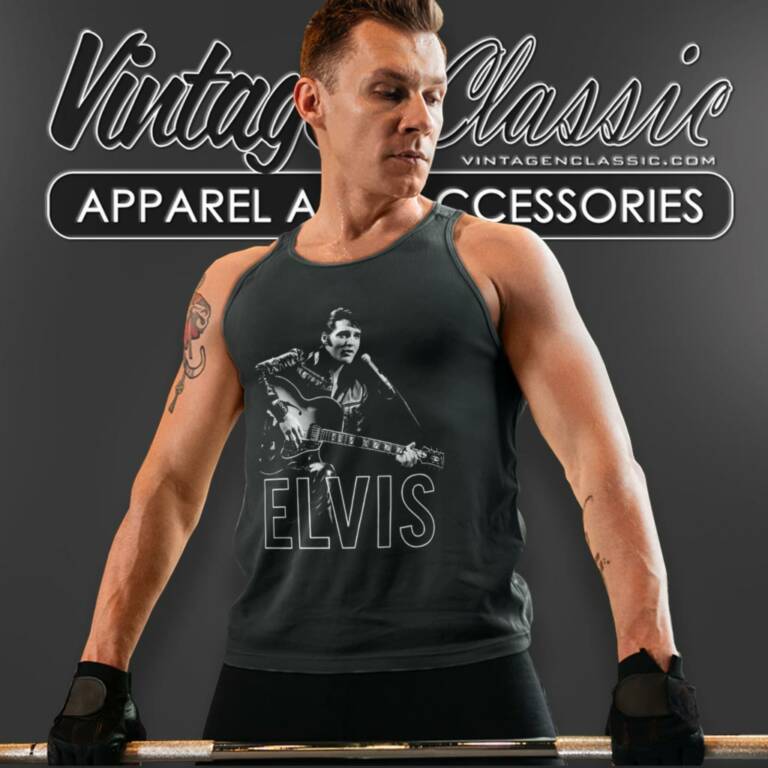Elvis Presley Guitar In Hand Tank Top Racerback Elvis Presley Guitar In Hand Tank Top Racerback