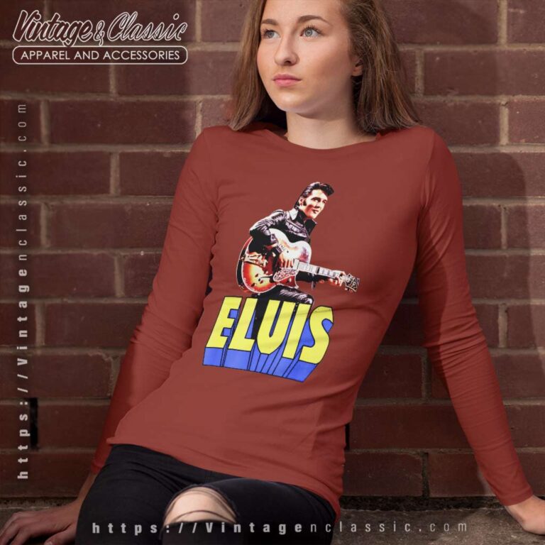 Elvis Presley Guitar Portrait Long Sleeve Tee Elvis Presley Guitar Portrait Long Sleeve Tee