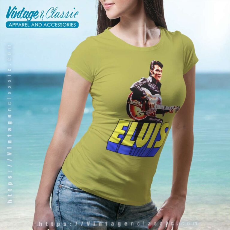 Elvis Presley Guitar Portrait Women TShirt Elvis Presley Guitar Portrait Women TShirt