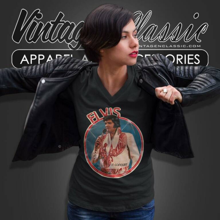 Elvis Presley In Concert V Neck TShirt Elvis Presley In Concert V Neck TShirt