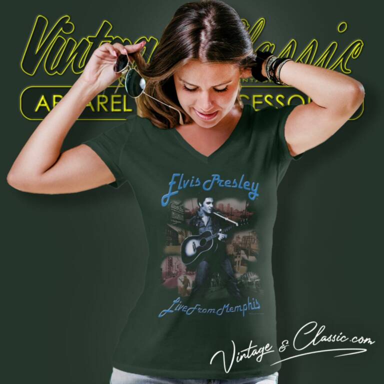 Elvis Presley Live From Memphis V Neck TShirt Elvis Presley Live From Memphis V Neck TShirt