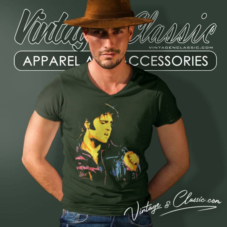 Elvis Presley Neon Elvis V Neck TShirt Elvis Presley Neon Elvis V Neck TShirt