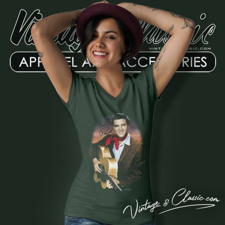Elvis Presley Red Scarf V Neck TShirt Elvis Presley Red Scarf V Neck TShirt