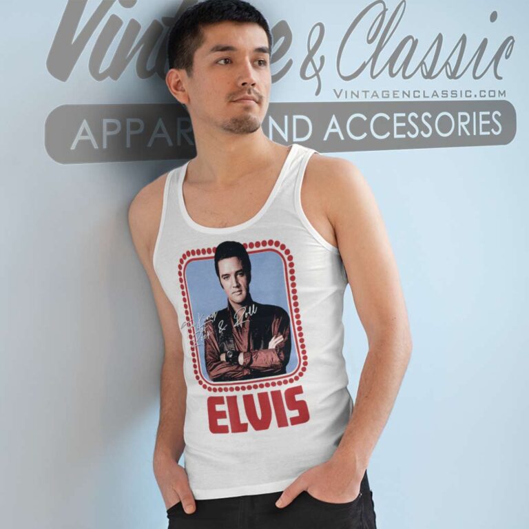 Elvis Presley Rock N Roll Script Tank Top Racerback Elvis Presley Rock N Roll Script Tank Top Racerback