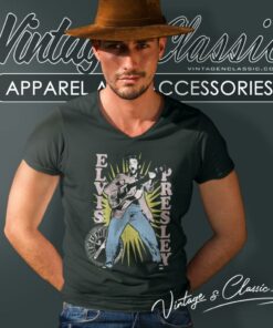 Elvis Presley Shirt Singing In Burst Distressed V Neck TShirt
