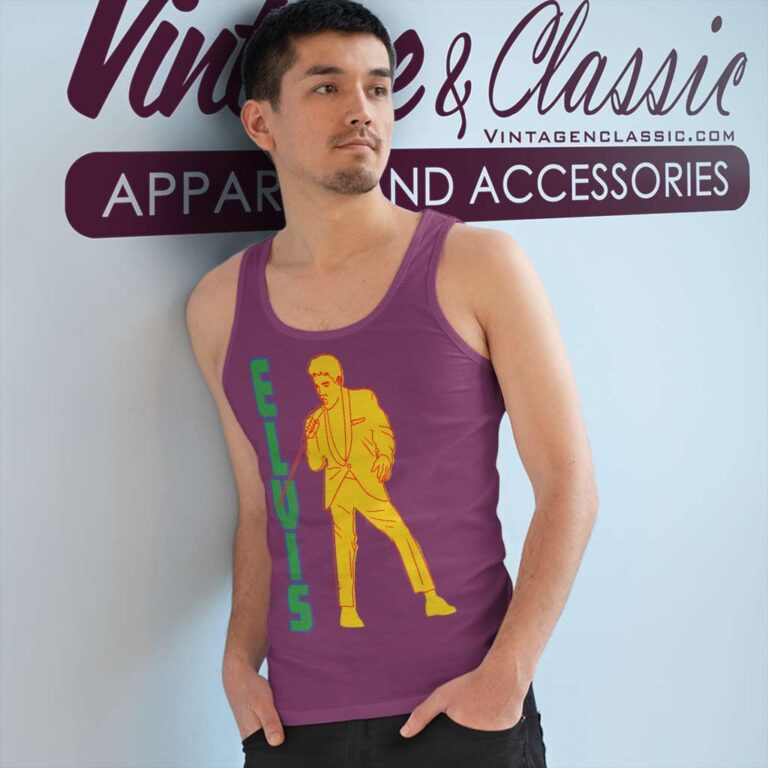 Elvis Presley Yellow Silhouette Tank Top Racerback Elvis Presley Yellow Silhouette Tank Top Racerback