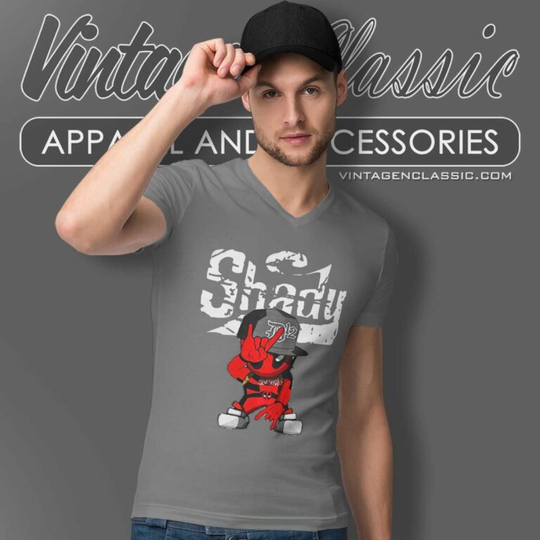 Eminem Shady Wars Deadpool V Neck TShirt Eminem Shady Wars Deadpool V Neck TShirt