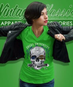 Emory University Harley Davidson Skull V Neck TShirt