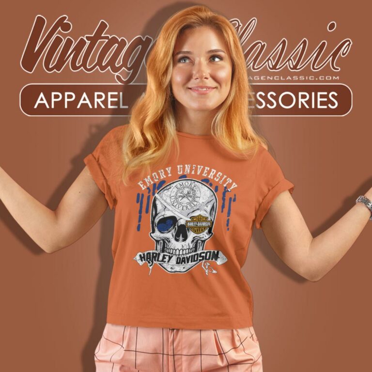 Emory University Harley Davidson Skull Women T Shirt Emory University Harley Davidson Skull Women T Shirt