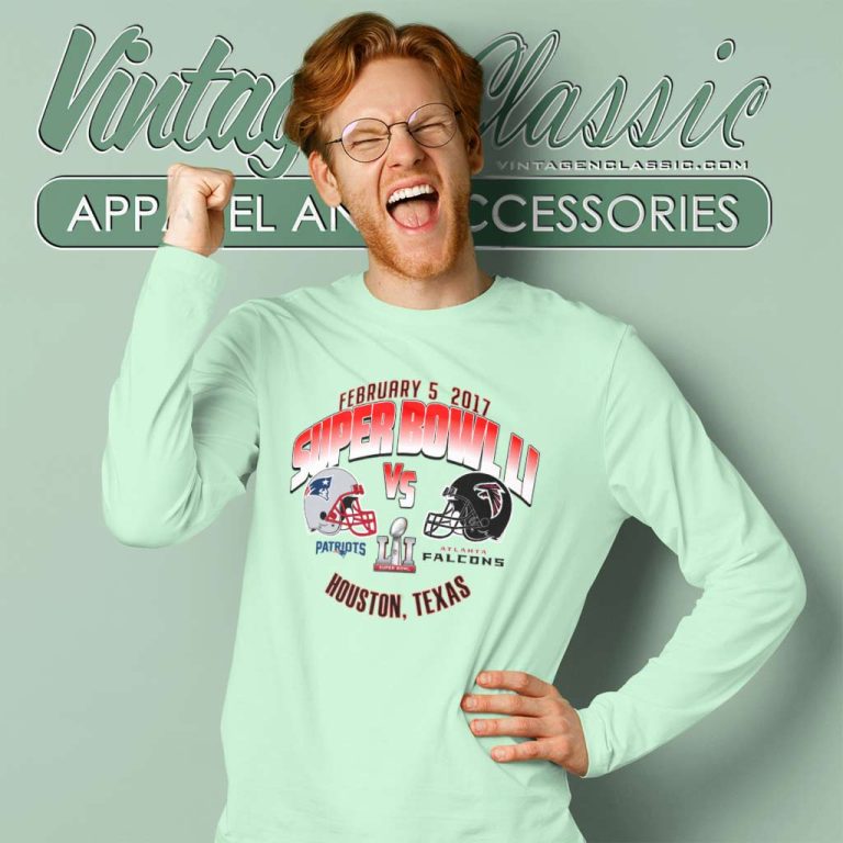 England Patriots Vs Atlanta Falcons Super Bowl Long Sleeve Tee England Patriots Vs Atlanta Falcons Super Bowl Long Sleeve Tee