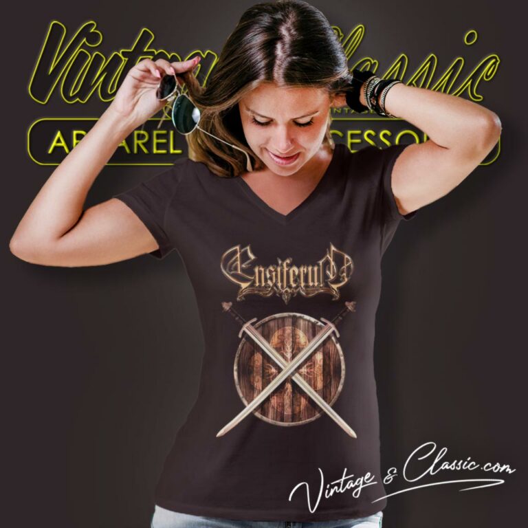 Ensiferum Shirt Shield And Swords V Neck TShirt Ensiferum Shirt Shield And Swords V Neck TShirt