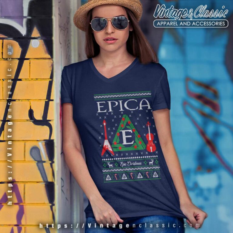 Epica Epic Christmas V Neck TShirt Epica Epic Christmas V Neck TShirt