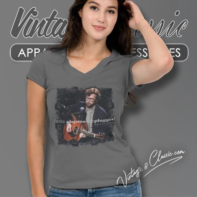 Eric Clapton Shirt Unplugged Album Cover V Neck TShirt Eric Clapton Shirt Unplugged Album Cover V Neck TShirt
