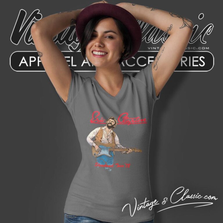 Eric Clapton Slowhand Tour 78 V Neck TShirt Eric Clapton Slowhand Tour 78 V Neck TShirt
