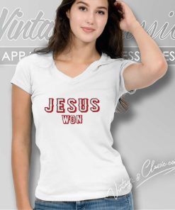 Evan Carter Jesus Won V Neck TShirt