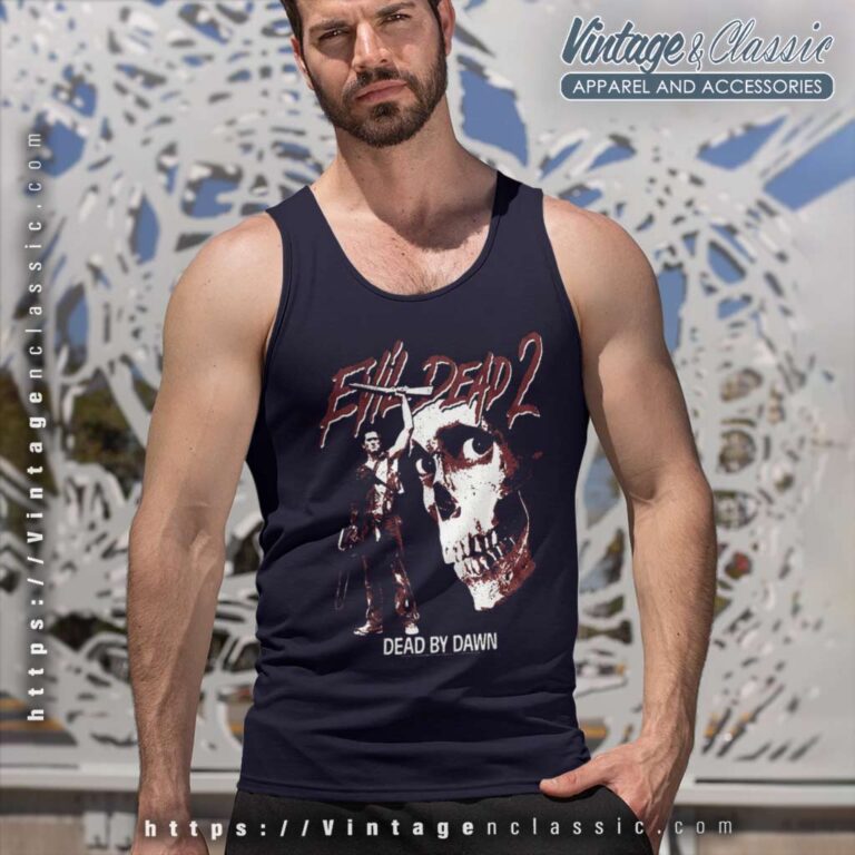 Evil Dead 2 Ash And Skull Tank Top Racerback Evil Dead 2 Ash And Skull Tank Top Racerback