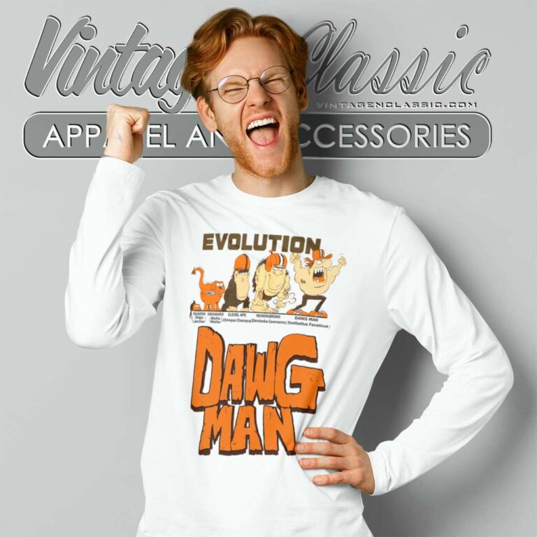 Evolution Of Dawg Man Cleveland Browns Long Sleeve Tee Evolution Of Dawg Man Cleveland Browns Long Sleeve Tee