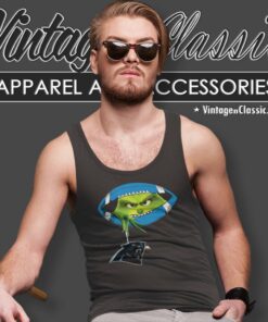 Ew People The Grinch Hold Carolina Panthers Logo Tank Top Racerback