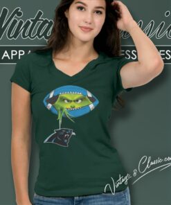 Ew People The Grinch Hold Carolina Panthers Logo V Neck TShirt