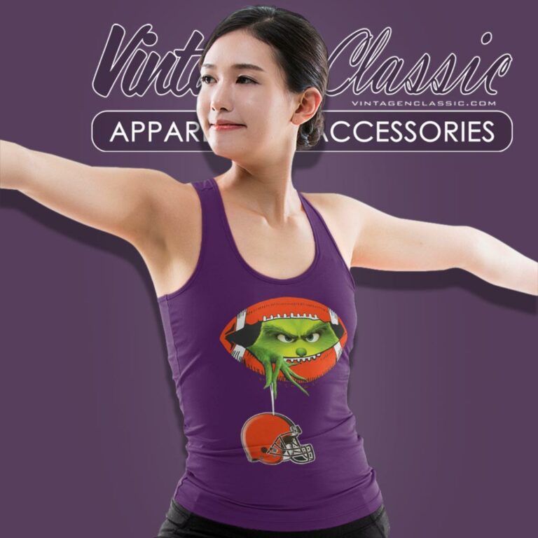 Ew People The Grinch Hold Cleveland Browns Logo Tank Top Racerback Ew People The Grinch Hold Cleveland Browns Logo Tank Top Racerback
