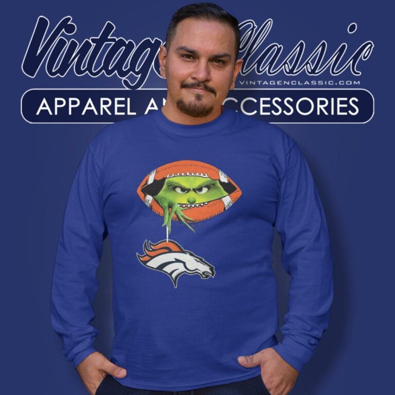 Ew People The Grinch Hold Denver Broncos Logo Long Sleeve Tee Ew People The Grinch Hold Denver Broncos Logo Long Sleeve Tee