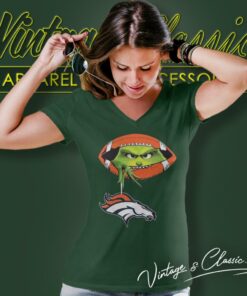 Ew People The Grinch Hold Denver Broncos Logo V Neck TShirt