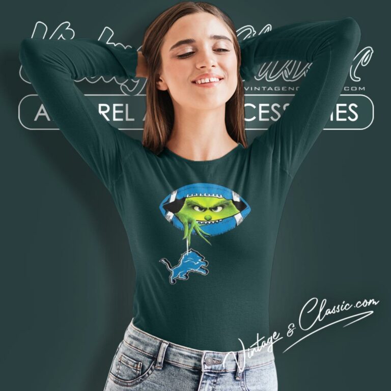 Ew People The Grinch Hold Detroit Lions Logo Long Sleeve Tee Ew People The Grinch Hold Detroit Lions Logo Long Sleeve Tee