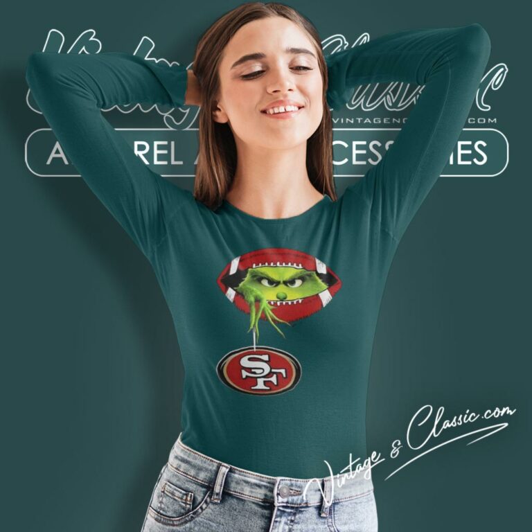 Ew People The Grinch Hold San Francisco 49ers Logo Long Sleeve Tee Ew People The Grinch Hold San Francisco 49ers Logo Long Sleeve Tee