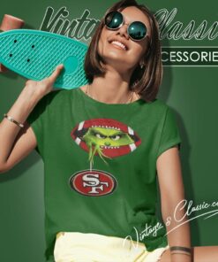 Ew People The Grinch Hold San Francisco 49ers Logo Women T Shirt