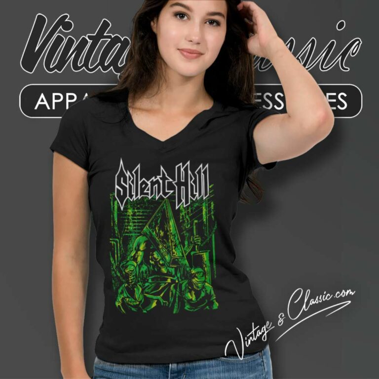 Exhume The Wretched Green Silent Hill V Neck TShirt Exhume The Wretched Green Silent Hill V Neck TShirt