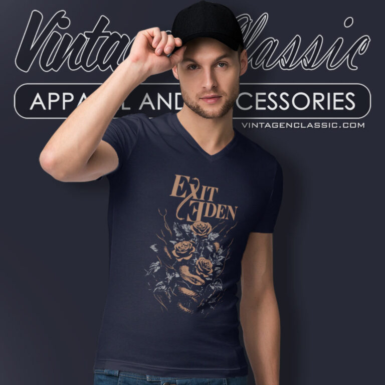 Exit Eden Shirt Silver And Gold V Neck TShirt Exit Eden Shirt Silver And Gold V Neck TShirt