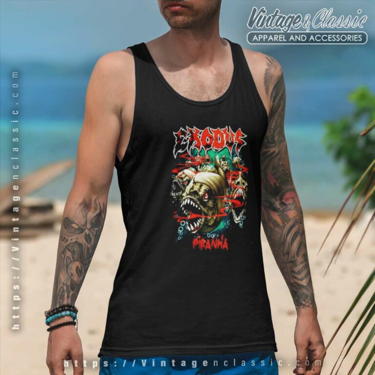 Exodus Shirt Iconic Design Piranha Tank Top Racerback Exodus Shirt Iconic Design Piranha Tank Top Racerback