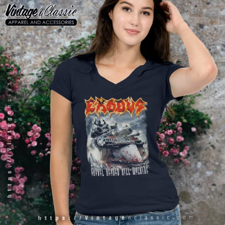 Exodus Shirt Shovel Headed Kill Machine V Neck TShirt Exodus Shirt Shovel Headed Kill Machine V Neck TShirt