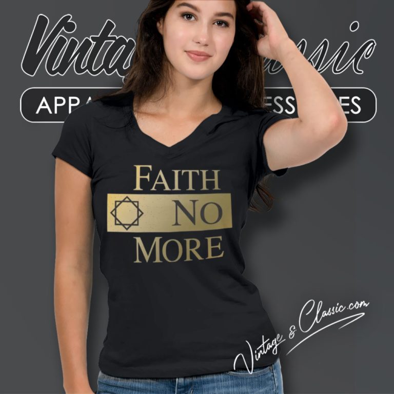 Faith No More Logo Gold V Neck TShirt Faith No More Logo Gold V Neck TShirt