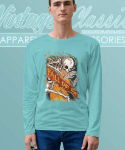 Fall Out Boy Fire Skeleton Logo Long Sleeve Tee