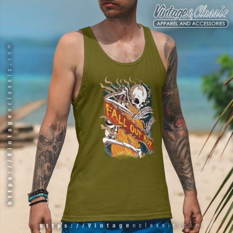 Fall Out Boy Fire Skeleton Logo Tank Top Racerback Fall Out Boy Fire Skeleton Logo Tank Top Racerback