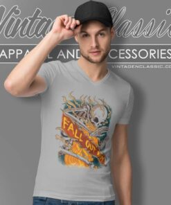 Fall Out Boy Fire Skeleton V Neck TShirt