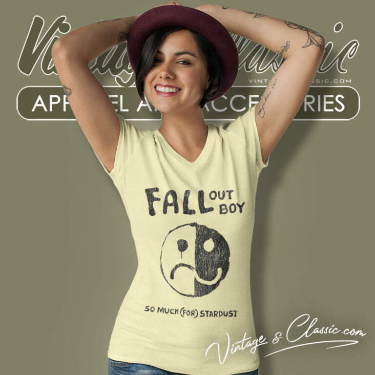Fall Out Boy Shirt Smiley Stardust V Neck TShirt Fall Out Boy Shirt Smiley Stardust V Neck TShirt