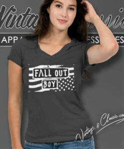 Fall Out Boy Us Flag V Neck TShirt