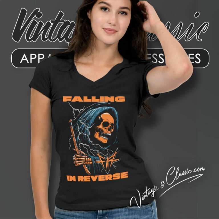 Falling In Reverse Reaper V Neck TShirt Falling In Reverse Reaper V Neck TShirt