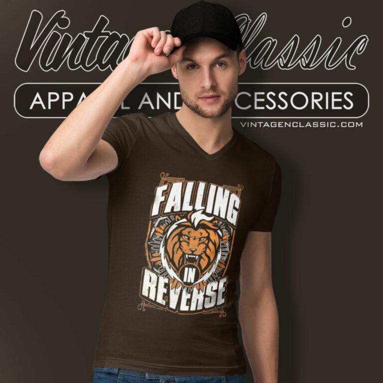 Falling In Reverse Shirt Lion Shield V Neck TShirt Falling In Reverse Shirt Lion Shield V Neck TShirt